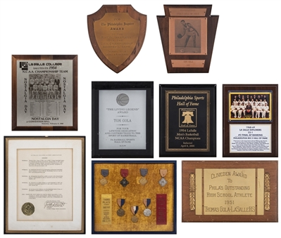 Lot Of (9) Tom Gola Pennsylvania Sports Awards Plaque Collection 